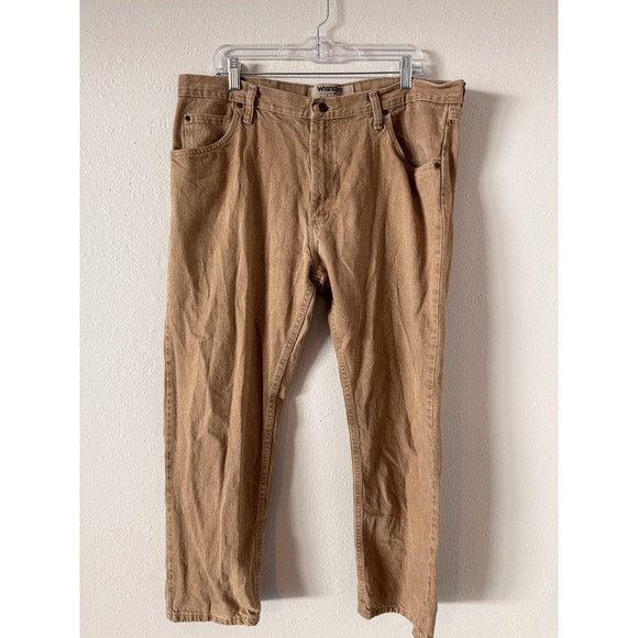 Wrangler Other - Wrangler Authentics Men Straight Leg Jeans 38x28 Tan 100% Cotton High Rise Denim